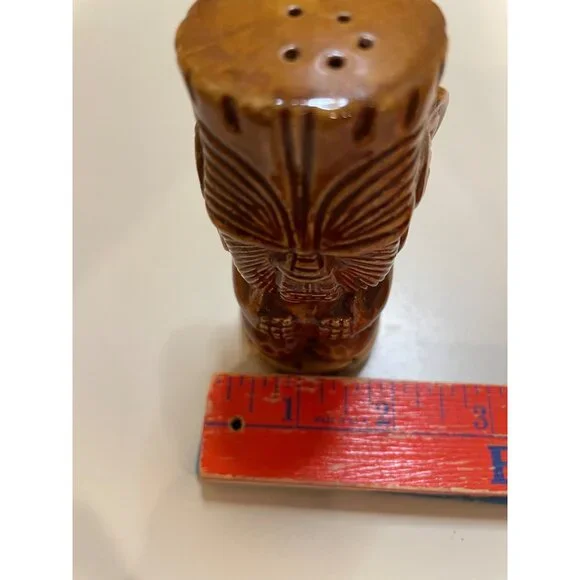Vintage Bob Lees Islander Tiki Salt & Pepper Shaker Set Ceramic Brown Polynesian - Picture 11 of 11